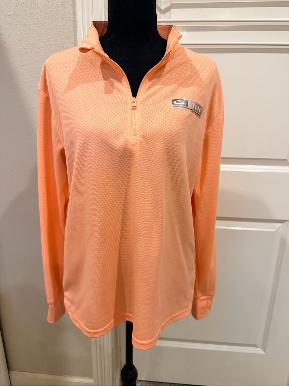 Drake Peach Half-Zip Long Sleeve Performance Fishing Outdoor Shirt